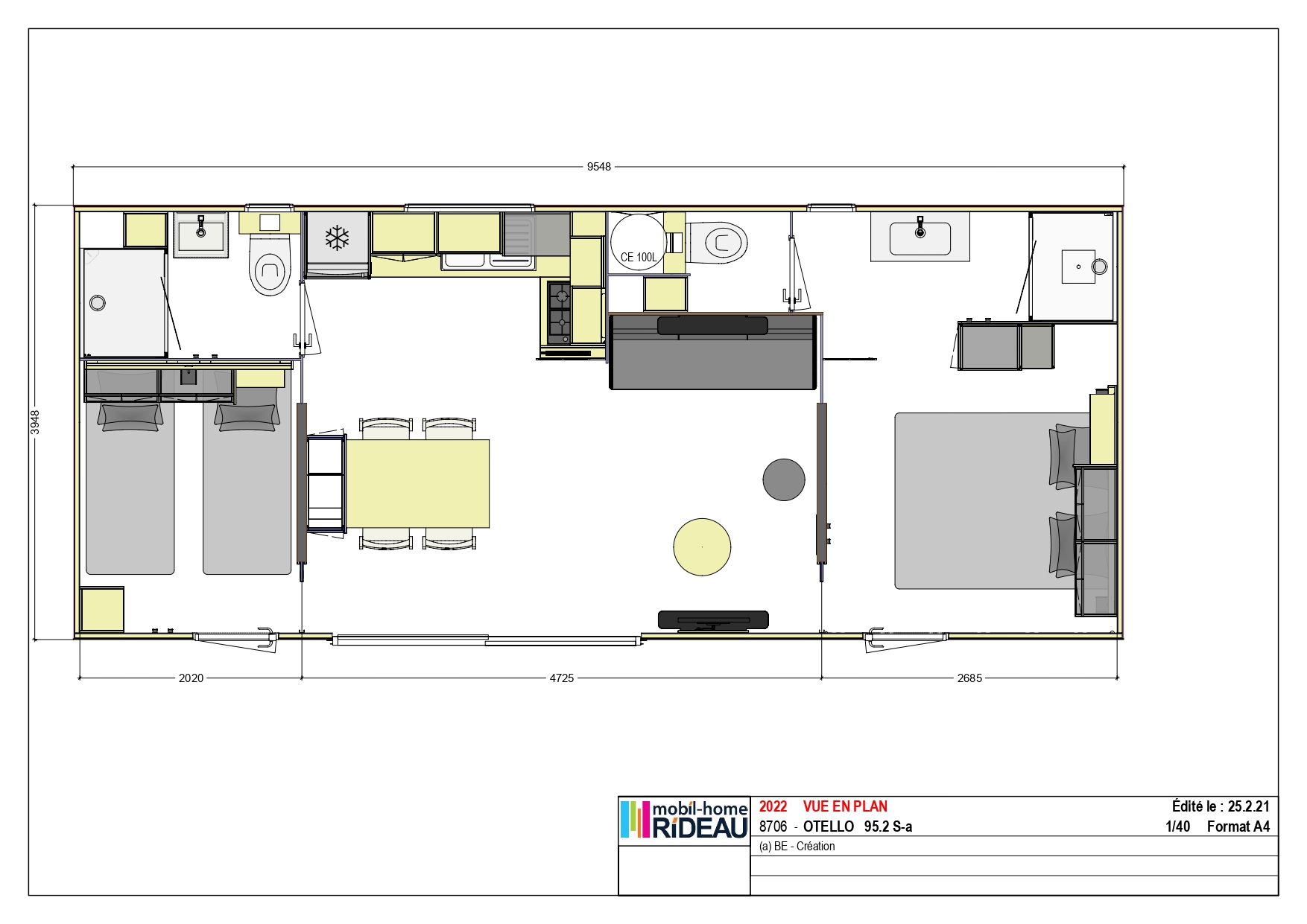 Disposition des pièces dans un mobil-home